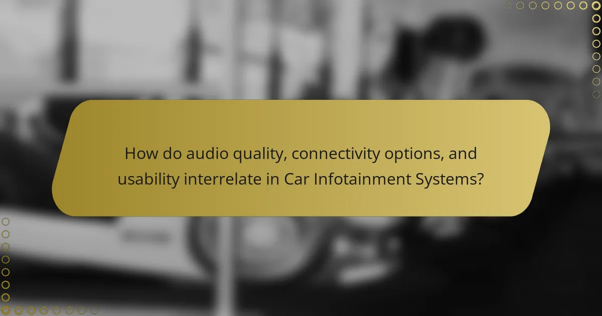 How do audio quality, connectivity options, and usability interrelate in Car Infotainment Systems?