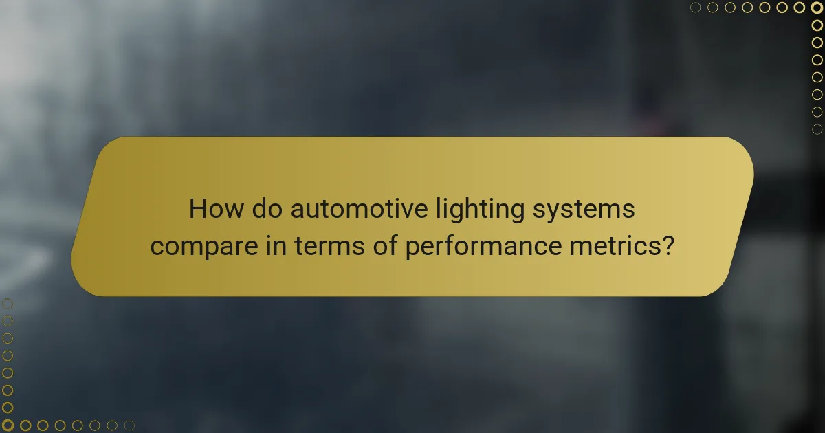 How do automotive lighting systems compare in terms of performance metrics?