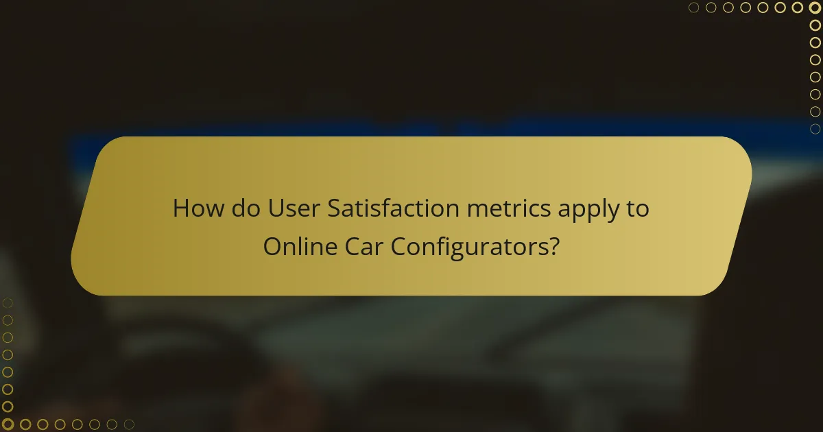 How do User Satisfaction metrics apply to Online Car Configurators?
