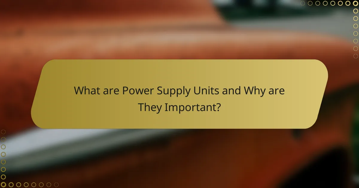 What are Power Supply Units and Why are They Important?