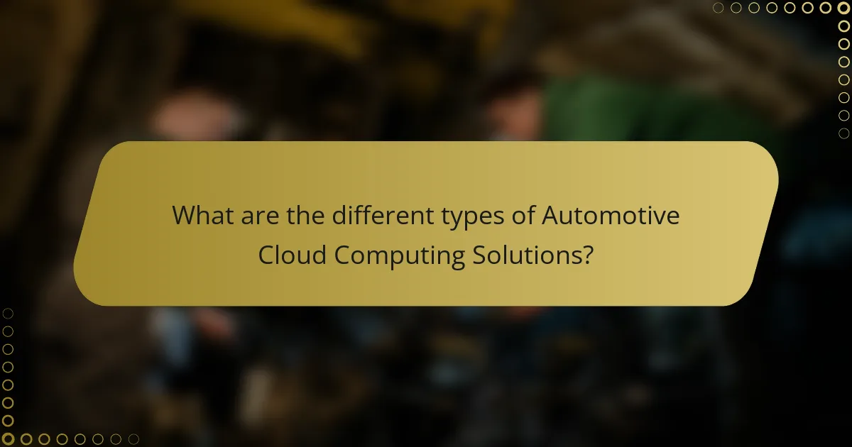What are the different types of Automotive Cloud Computing Solutions?