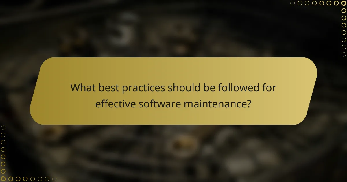 What best practices should be followed for effective software maintenance?