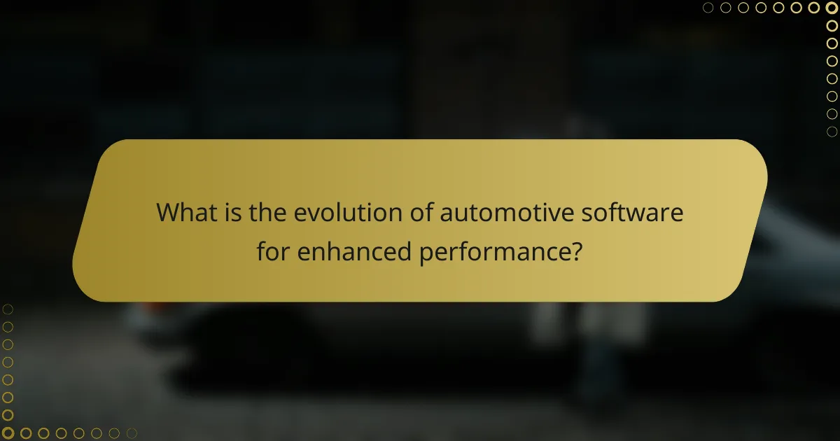 What is the evolution of automotive software for enhanced performance?